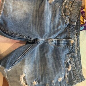 American Eagle Outfitters Blue Distressed Cut-Off Jeans